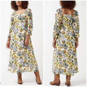 Buffalo David Bitton Kerry Butterfly Print Cut-Out Maxi Dress -